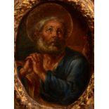 After ANTONIO BELLUCCI Saint Peter Oil on copper 16 x 12cm oval