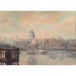 REGINALD GEOFFERY ALLARD St Pauls Cathedral from Bankside Watercolour Signed and dated 1971 Fine
