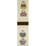 L PETRIONI Handbags Pair of coloured etchings Signed 29 x 19 cm
