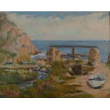 Penberth Cove Oil on board Indistinctly signed DIP? 30 x 37.