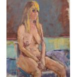 ERIC WARD Seated nude Oil on board Signed 27 x 22cm Condition report: No issues.