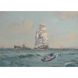 SUNDERLAND ROLLINSON Sail and Steam Gouache Ex studio collection 40 x 56cm