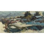 REG WATKISS Landscape Oil on board Signed 39 x 75cm