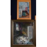 MARY RILEY Interiors Two oils Each signed