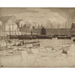 ALFRED HARTLEY St Ives Harbour Etching Signed Plate size 30 x 38cm Condition report: