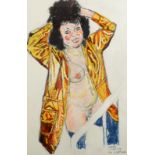 JOHN BRATBY RA Patti in a Gold Parka Mixed media Signed,