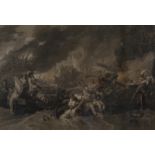 BENJAMIN WEST The Battle at La Hogue Engraving Dated 1781 Sight size 48.