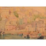 PHILIP COLINGWOOD PRIESTLEY Brixham Watercolour Signed and inscribed 27 x 38cm