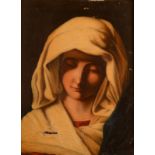 After SASSOFERRATO Head of The Madonna Oil on canvas Inscribed to the back 40 x 30cm