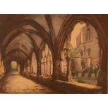 Cloisters Etching aquatint Signed Plate size 49.