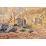 PHILIP COLINGWOOD PRIESTLEY Cadgwith Watercolour Signed and inscribed 37 x 54cm