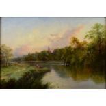 HENRY RYLANDS River landscape Oil on canvas lined Signed 38 x 56cm