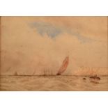 Follower of COPLEY FIELDING Shipping Off Dover Watercolour Signed 14 x 19.