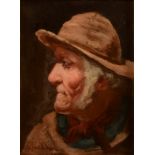 DAVID W HADDON Head of a fisherman Oil on board Signed 20 x 15cm