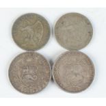 Chile 1 Peso 1895, (2) Peru one Sol 1870 and another 1888.