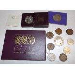 A 1970 coin set, 1950 1d, 1951 crown, 1887 2/6d etc.