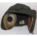 A pilot's cloth helmet, dated 1984 size 3 maker P and S.W.