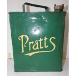 A Pratts petrol can, brass cap repainted.