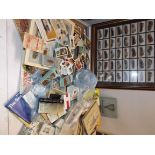 A large collection of trade and cigarette cards including some framed and glazed.