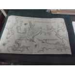 VAN KEULAN "De River van Falmouth en Helfort Found..." engraved map, 13x19 inches, c1740s, vg.