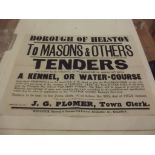 HELSTON KENNEL WATER-COURSE, printed Hand Bill, July 1884.