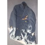 WWII R.A.F. Air Gunners tunic with Kings Crown buttons, badge and ribbons, size small.