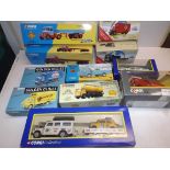 Corgi:- Eleven boxed models including 16201 Scammell and 60006 Land Rover and trailer.