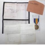 WWI Victory medal to 59610 GNR. C. Roberts R.A., together with a little ephemera.