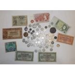 A little pre 1947 British silver, other coins and banknotes.