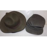 A Canadian style hat and one other with label inside "58 O.S.B.