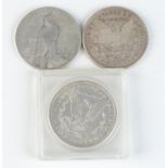U.S.A. silver dollars:- 1896, 1921 and 1922.