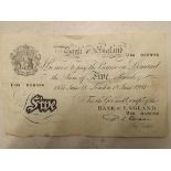 A white £5 note signed Beale and dated 18th June 1951, serial U94.