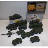 A collection of Dinky military including 651 tank boxed together with 971 Coles mobile crane, boxed.