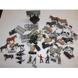 A quantity of lead animals, figures etc.