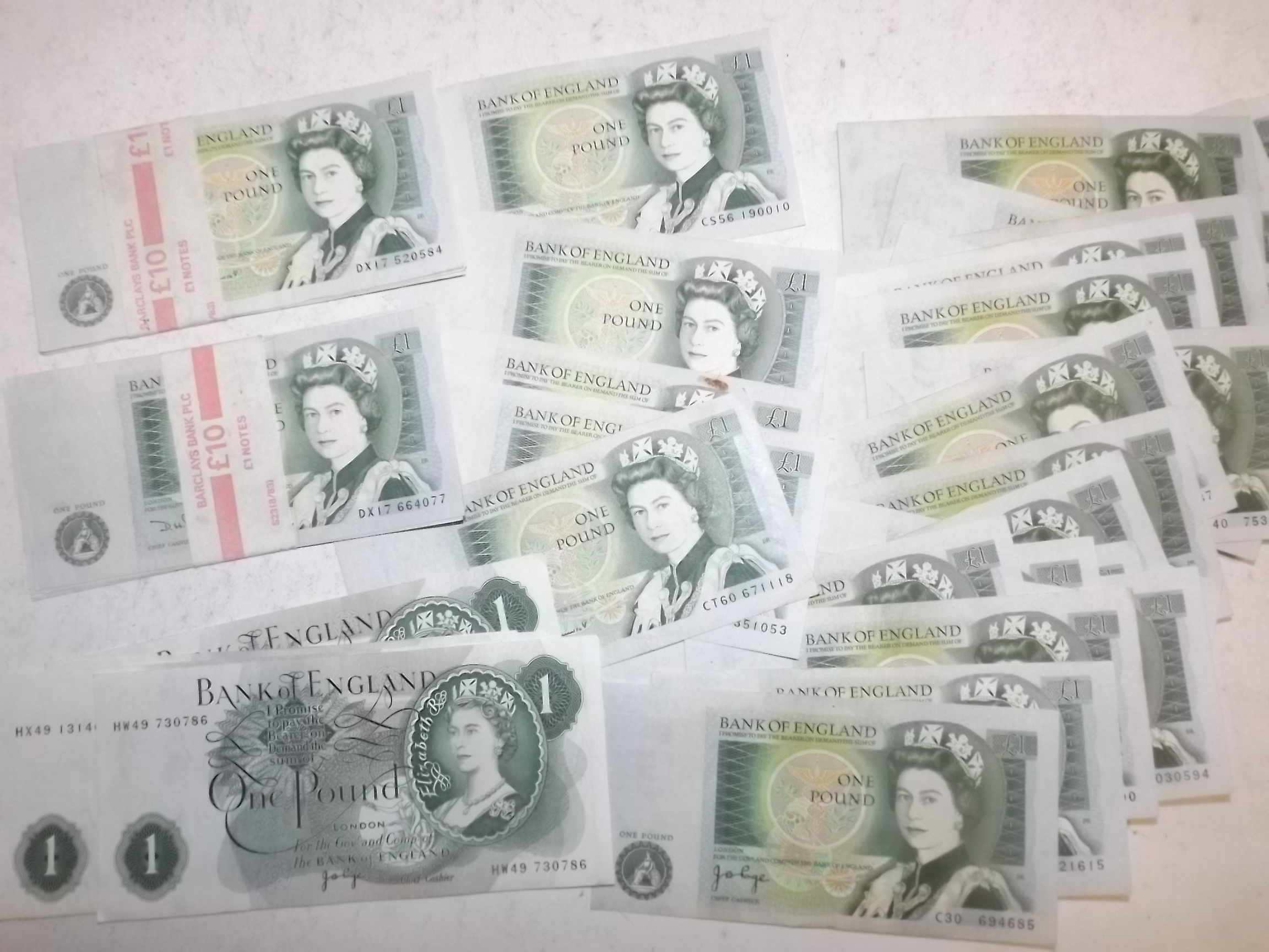 53 British £1 notes.