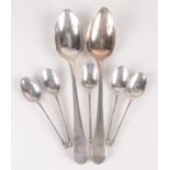 A pair of George III Old English pattern silver dessert spoons by Peter and Anne Bateman,