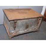 An elegantly proportioned late Georgian cast iron strong box with bracket feet,