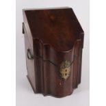 A George III mahogany knife box, lacking fitted interior,