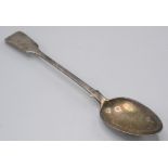 An early Victorian fiddle pattern silver basting spoon, London 1845, 5oz.