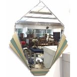 An Art Deco style wall mirror, 66.5 x 55cm. Condition report: Mirror good.