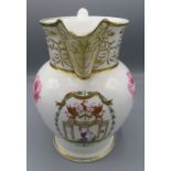 An English porcelain jug, late 18th/early 19th century, inscribed 'United Society of Plasterers,