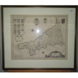 An engraved map of Cornwall, size of map 40.2 x 51.3cm.