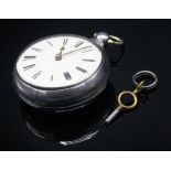 An early Victorian plain silver pair cased pocket watch by T & J Wilson Guisbro' no.6090.