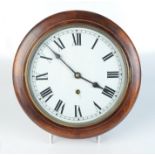 A mahogany wall clock, late 19th/early 20th century, diameter 34cm.