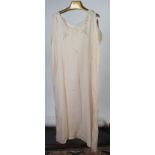 A pale pink silk embroidered nightdress, size 14/16, length 122cm.
