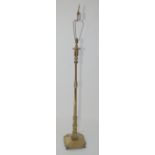 A brass standard lamp, early-mid 20th century, height 169cm.