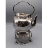 A silver plated spirit kettle on stand, height 29.5cm.