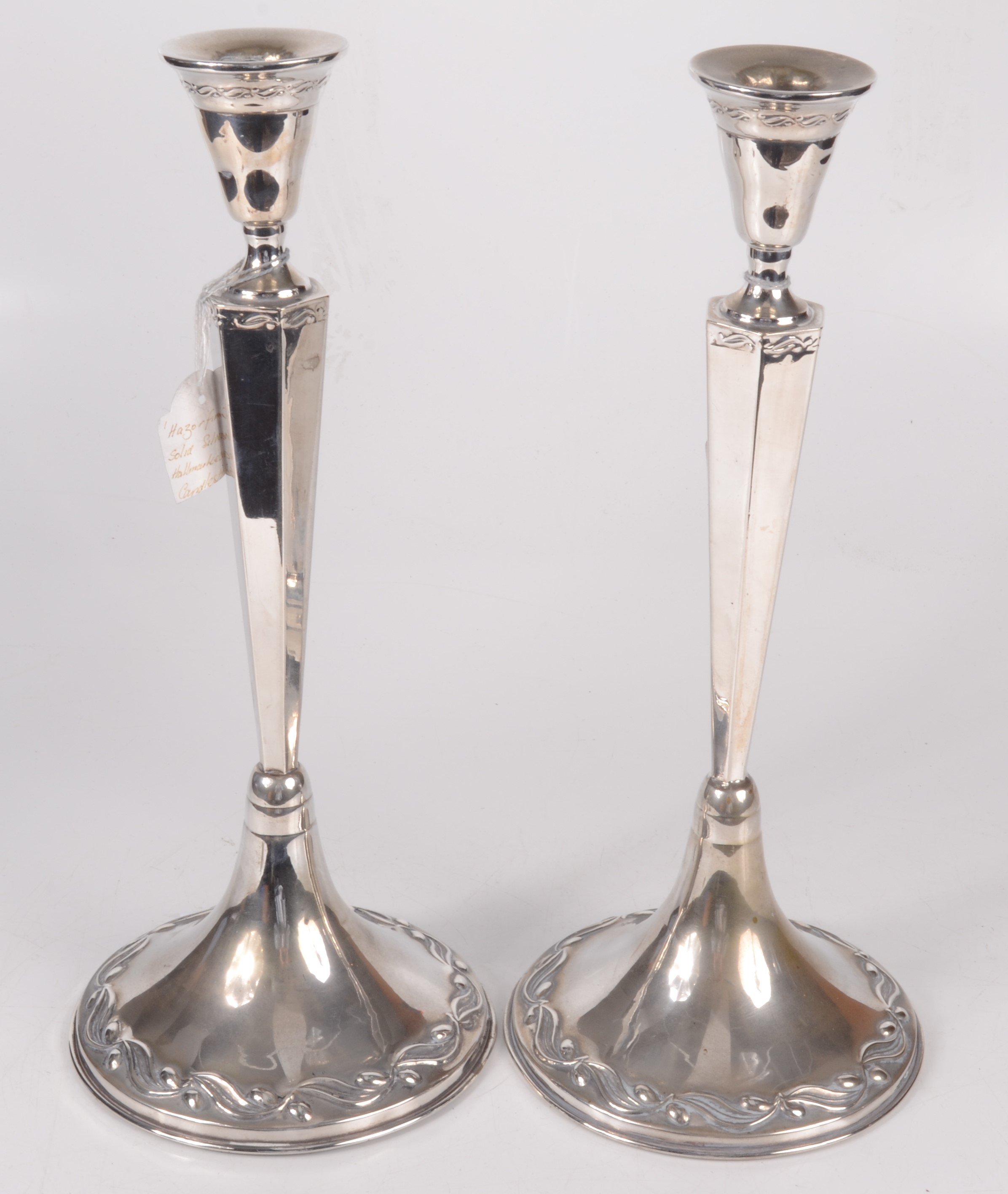 A pair of Israeli silver candlesticks 380gm.