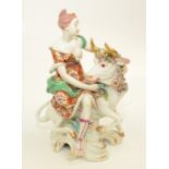 A Samson group of Europa and the Bull, hand painted and floral decorated,