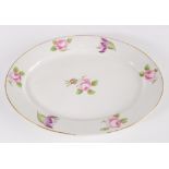 A Coalport porcelain oval meat dish, early 19th century, painted with 'Billingsley' roses, 34.